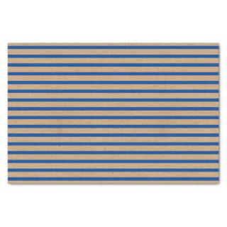 Nautical Navy Blue Lines Faux Rustic Brown Kraft Tissue Paper