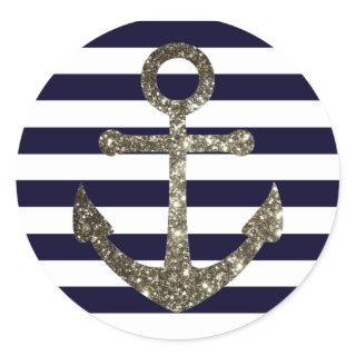 Nautical Navy Sparkle Anchor Invitation Seals