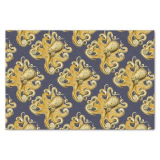 Nautical Navy & Yellow Vintage Octopus Tissue Paper