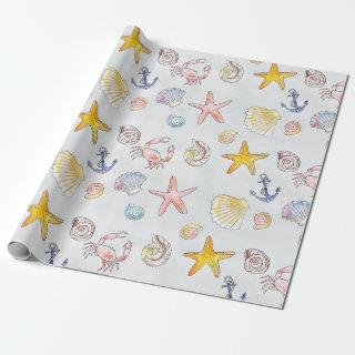 Nautical Ocean Beach Pastel Starfish Seashell