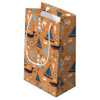 Nautical Ocean Orange Small Gift Bag
