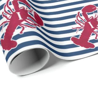 Nautical Red Lobster | Blue and White Stripe | I