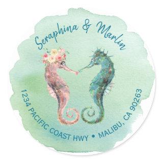 Nautical Seahorse Wedding Return Address Seals