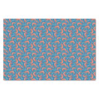 Nautical Shrimp Prawn and Coral Aqua Blue Pattern Tissue Paper