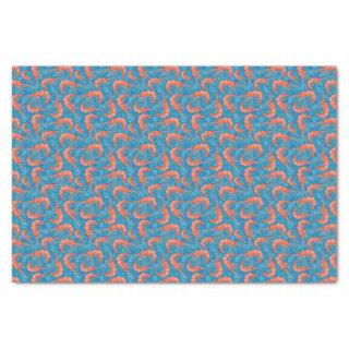 Nautical Shrimp Prawn and Coral Aqua Blue Pattern Tissue Paper