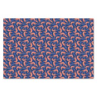 Nautical Shrimp Prawn and Coral Navy Blue Pattern Tissue Paper