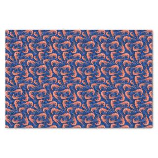 Nautical Shrimp Prawn and Coral Navy Blue Pattern Tissue Paper