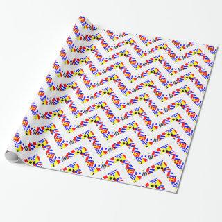 Nautical Signal Flags White XL Chevron Pattern
