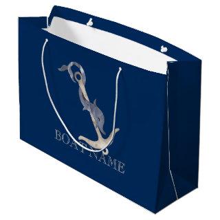 Nautical Spirit Anchor Dolphin Navy Blue   Large Gift Bag