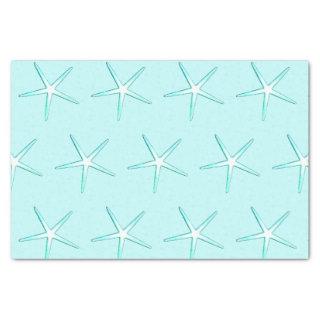 Nautical Teal Blue White Starfish Patterns Cute Tissue Paper