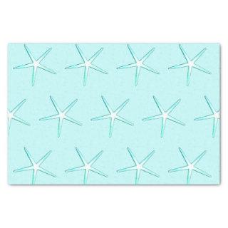 Nautical Teal Blue White Starfish Patterns Cute Tissue Paper