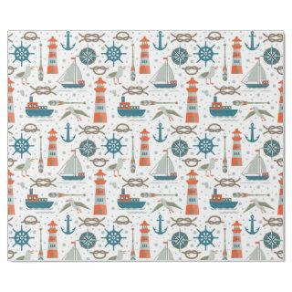 Nautical themed red teal gray white pattern