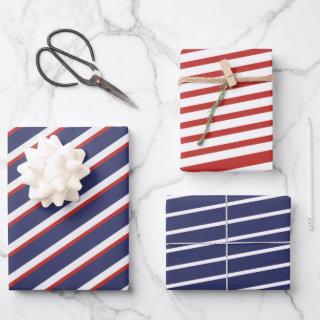 Nautical Vibes Blue red White Striped  Sheets