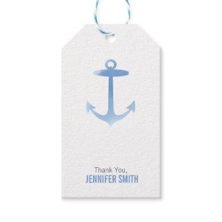 Nautical Watercolor Anchor Blue Personalized Gift Tags