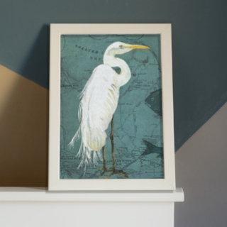 Nautical Watercolor Heron Fish Beach Decoupage Tissue Paper