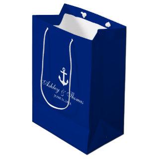 Nautical Wedding Anchor Blue and White Medium Gift Bag