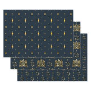 Navy and Gold O Holy Night Three Wise Men  Sheets