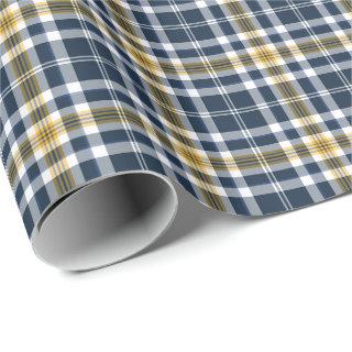 Navy and Yellow Gold Sporty Plaid Pattern