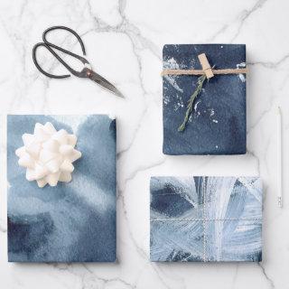 Navy Blue Abstract Painterly  Sheets