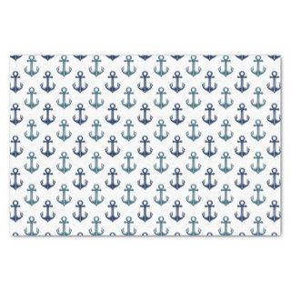 Navy Blue Anchor Sailing Two-Tone | Nautical Tissue Paper
