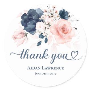 Navy Blue and Blush Pink floral Sticker