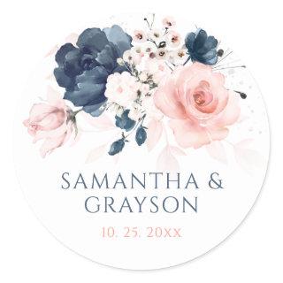 Navy Blue and Blush Pink Wedding Stickers