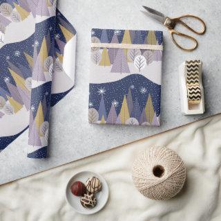 Navy Blue and Gold Scandinavian Christmas Trees