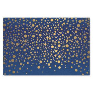 Navy Blue and Metallic Gold Confetti Tissue Paper