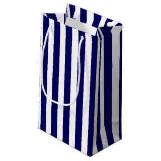 Navy blue and white candy stripes small gift bag