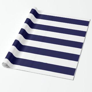 Navy Blue and White Extra Large Stripe Pattern