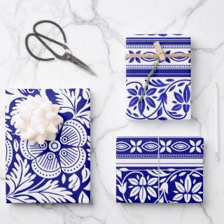 Navy Blue and White Indian Floral Pattern  Sheets