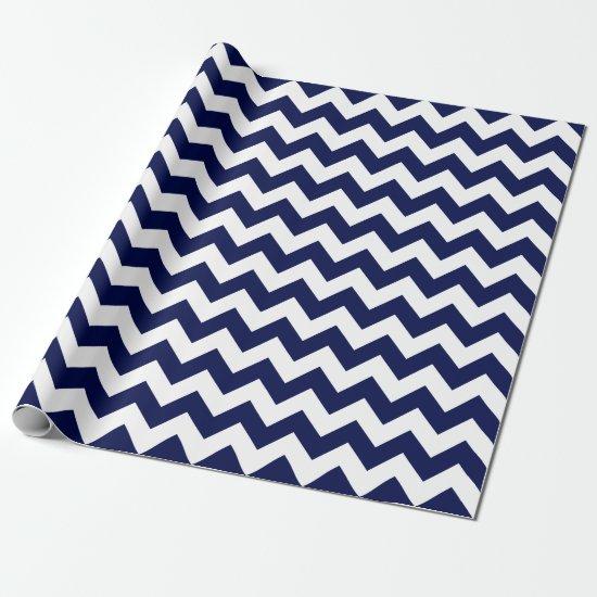 Navy Blue and White Large Chevron