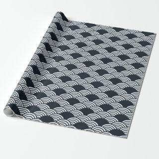 Navy blue and white Seigaiha waves pattern