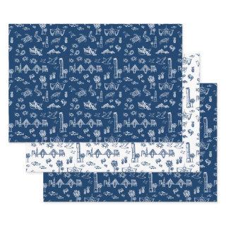 Navy Blue Charleston Toile Gift Wrap