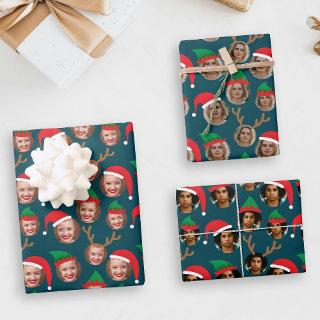Navy Blue Christmas Crew Three Photo Custom  Sheets
