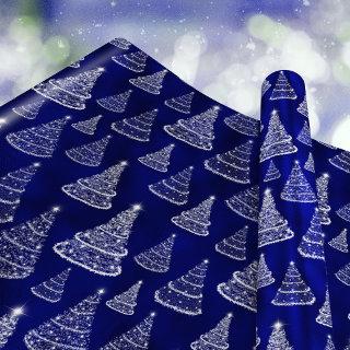 Navy Blue Christmas Tree Pattern