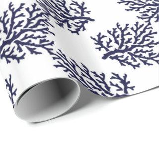 Navy blue corals on a white background tissue pape