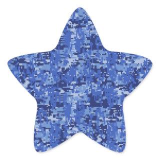 Navy Blue Digital Pixels Camouflage Texture Decor Star Sticker
