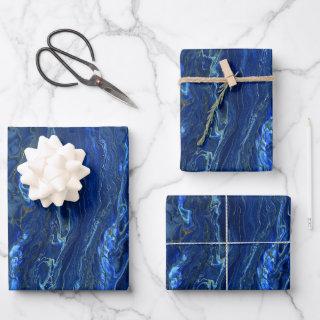 Navy Blue & Faux Gold Marble Acrylic Abstraction  Sheets