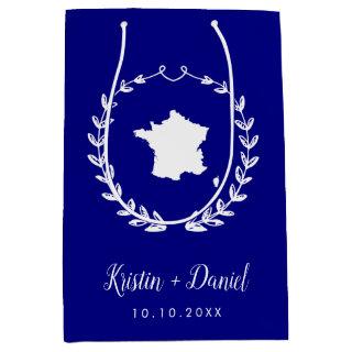 Navy Blue France Map Wedding Welcome Swag Medium Gift Bag