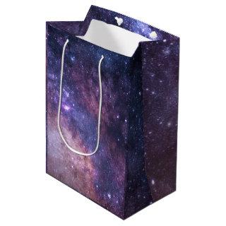 Navy Blue Galaxy Starry Night Stars Modern  Medium Gift Bag