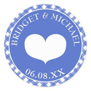 Navy Blue Gingham Wedding Envelop Seal Sticker
