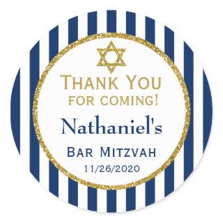 Navy Blue Gold Bar Mitzvah Thank You Favor Tags