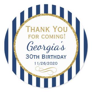 Navy Blue Gold Birthday Thank You Coming Favor Tag
