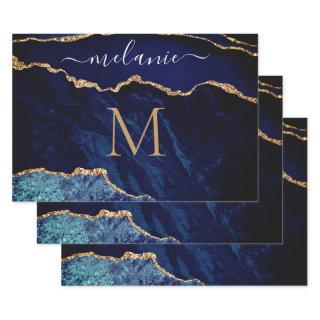 Navy Blue Gold Custom Letter Name