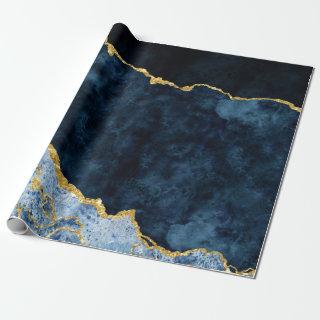 Navy Blue & Gold Foil Agate Marble