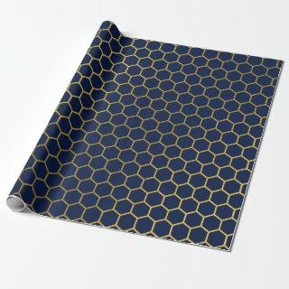 Navy Blue & Gold Hexagon Geometric Pattern