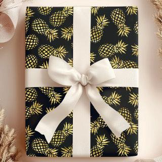 Navy Blue Gold Pineapple Pattern
