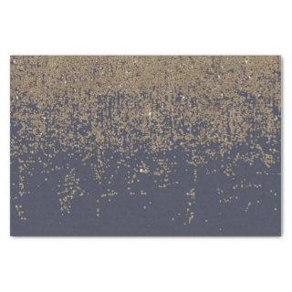 Navy Blue Gold Sparkly Glitter Ombre Tissue Paper
