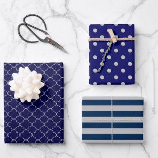 Navy Blue Gray Patterned  Sheets